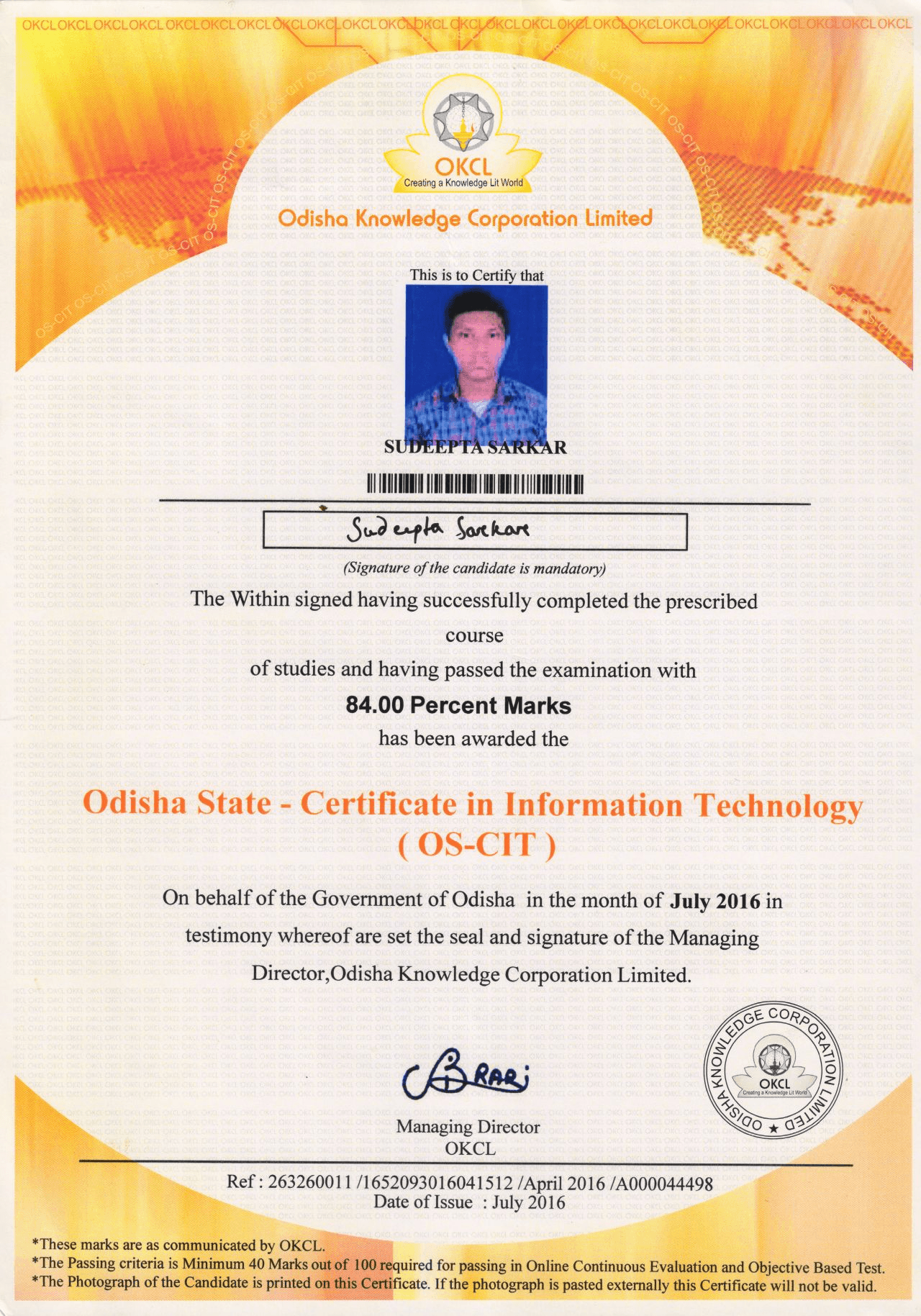 Odisha State - Certificate in Information Technology