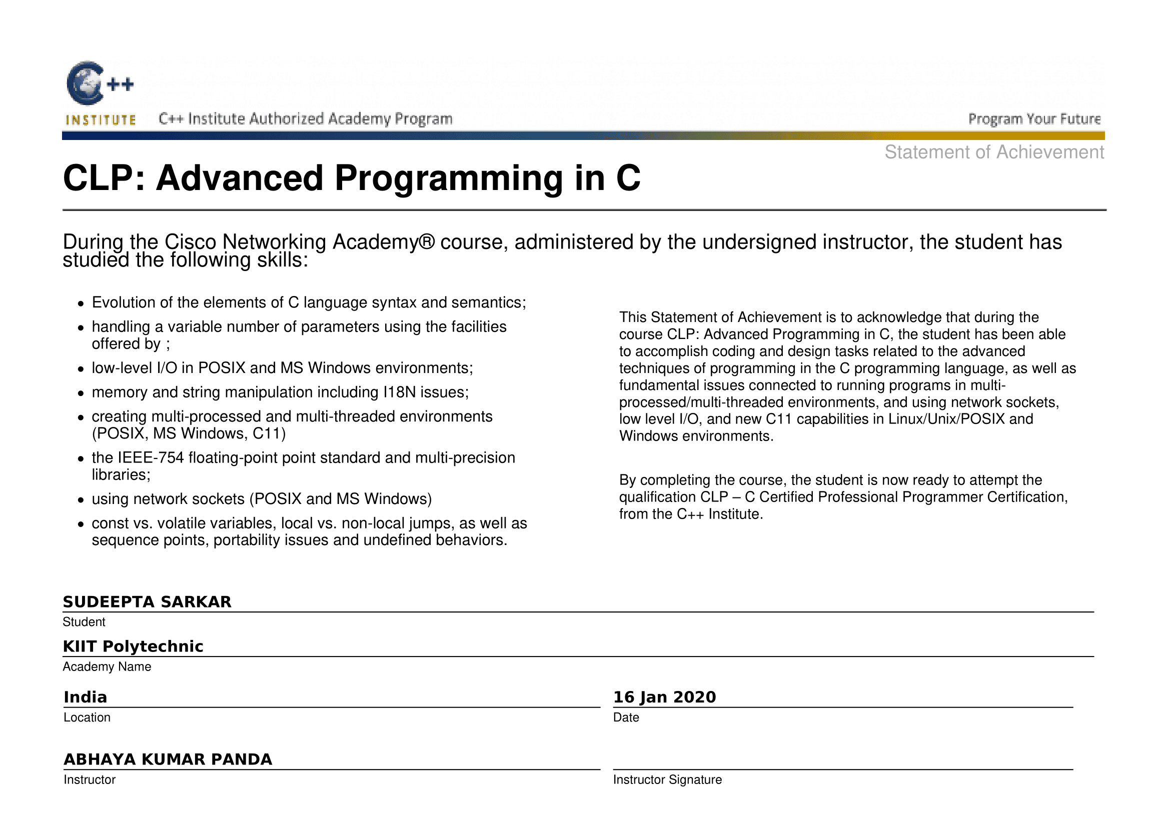 CLP - Advanced Programming in C
