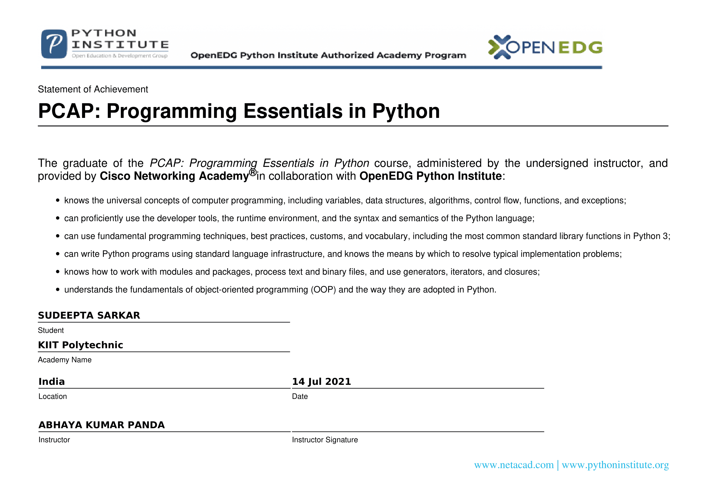 PCAP - Programming Essentials in Python